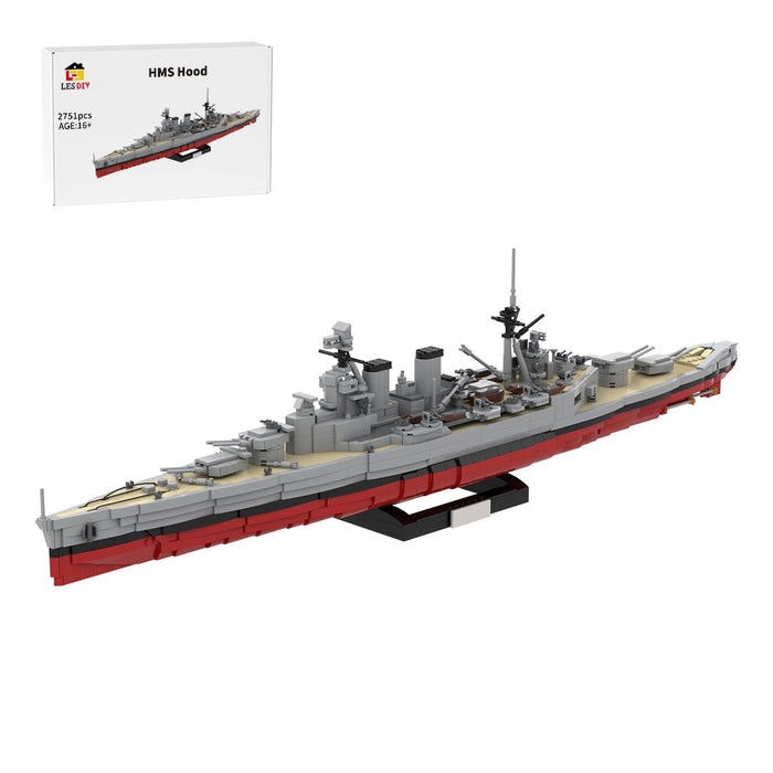1/300 Scale HMS Hood Battlecruiser MOC Building Blocks-LesDiy -