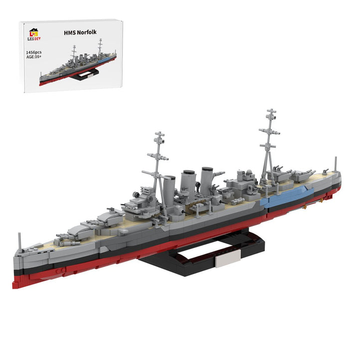 1/300 Scale HMS Norfolk Heavy Cruiser MOC Building Blocks-LesDiy -