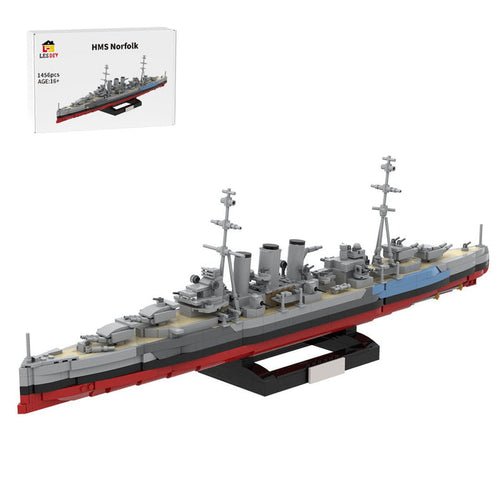 1/300 Scale HMS Norfolk Heavy Cruiser MOC Building Blocks-LesDiy -