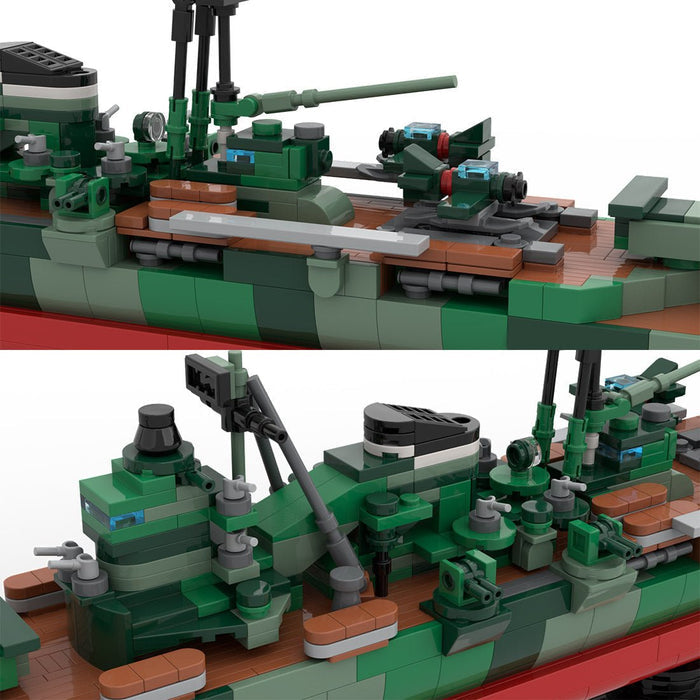 1/300 Scale Military MOC WWII Japanese Mikuma Heavy Cruiser Building Blocks - LesDiy - Building Blocks -