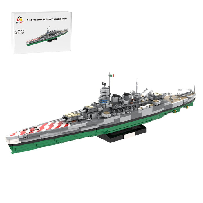 1/300 Scale WWII Battle of Italy Battleship Rome Military MOC Assembly Toy Building Blocks Set - LesDiy - Normal version