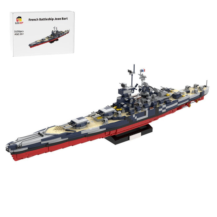1/300 Scale WWII French Battleship Jean Bart Building Blocks - LesDiy - Normal version