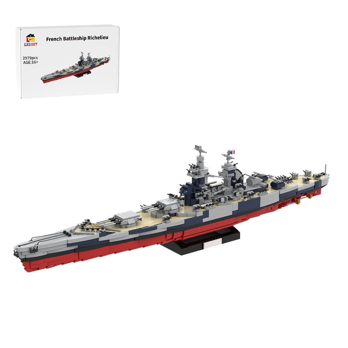 1/300 Scale WWII French Battleship Richelieu Building Blocks - LesDiy -