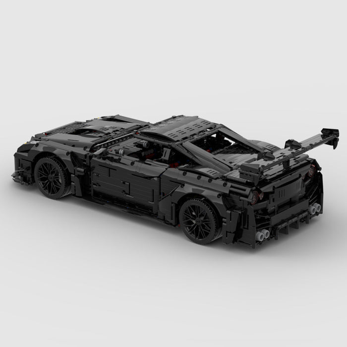 1/8 Scale Nissan GTR - R35 Sports Car Tech Building Blocks - LesDiy - Black