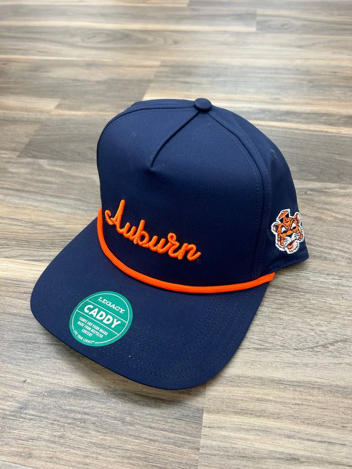 A navy blue and orange Auburn University baseball cap with the 'Auburn' script logo on the front.