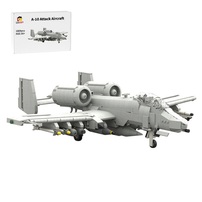 A - 10 Attack Aircraft Military Building Blocks - LesDiy - gray