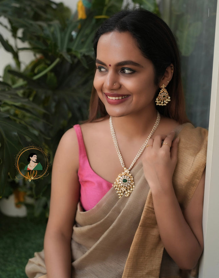 AD Stone Pearl Necklace Set