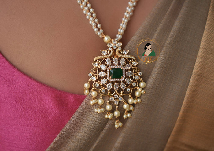 AD Stone Pearl Necklace Set
