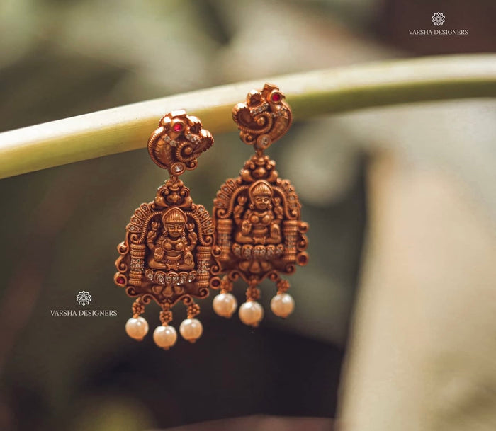 Antique Finish Nakshi Temple Earrings