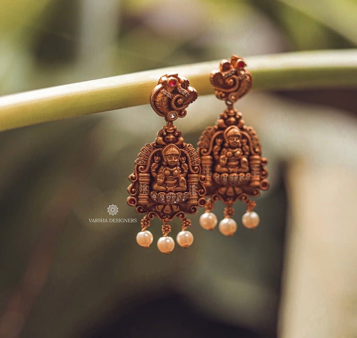 Antique Finish Nakshi Temple Earrings
