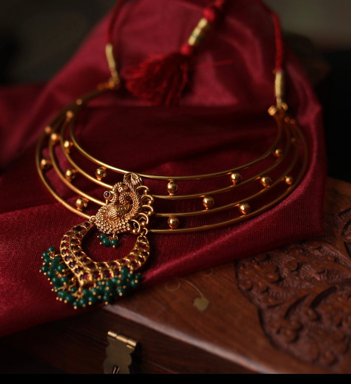 Antique Finish Peacock Band Choker