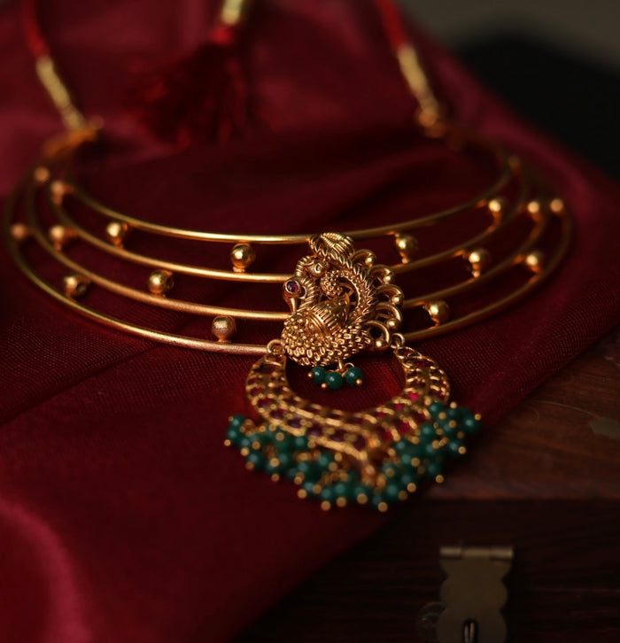 Antique Finish Peacock Band Choker