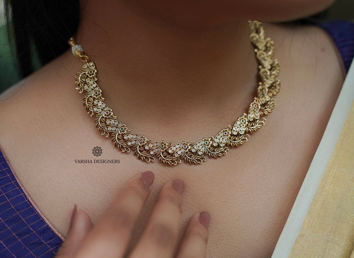Antique Finish Stone Necklace Set