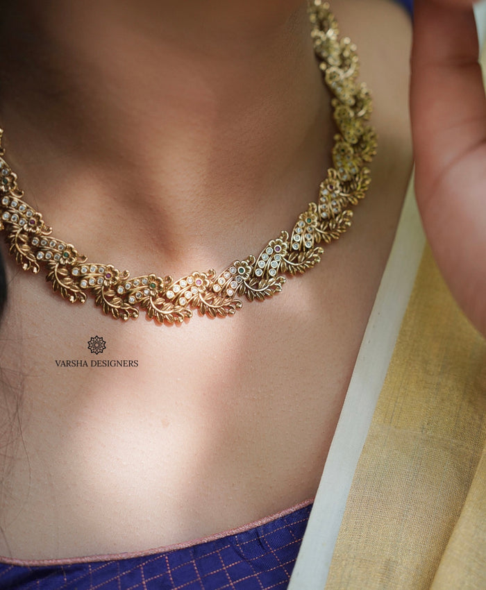Antique Finish Stone Necklace Set