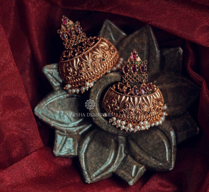 Antique Half Chaandbaali Jhumkas