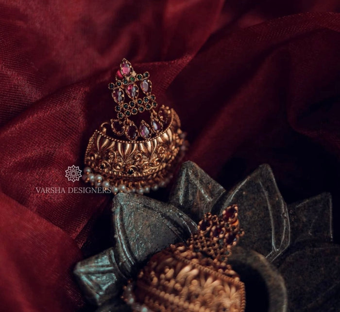 Antique Half Chaandbaali Jhumkas