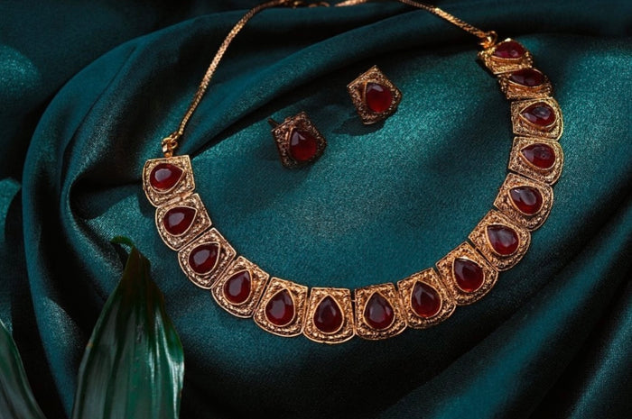Antique Tear Drop Ruby Necklace