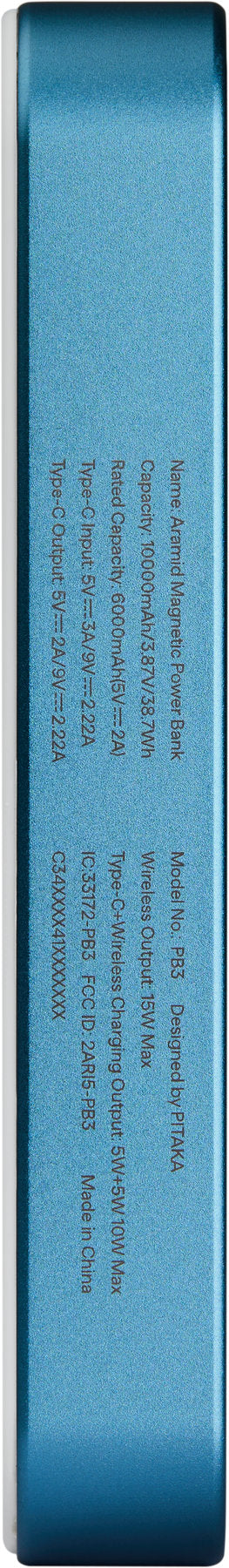 Baterie externă Pitaka Power Bank Qi2, 10 000 mAh, Lucid Blue