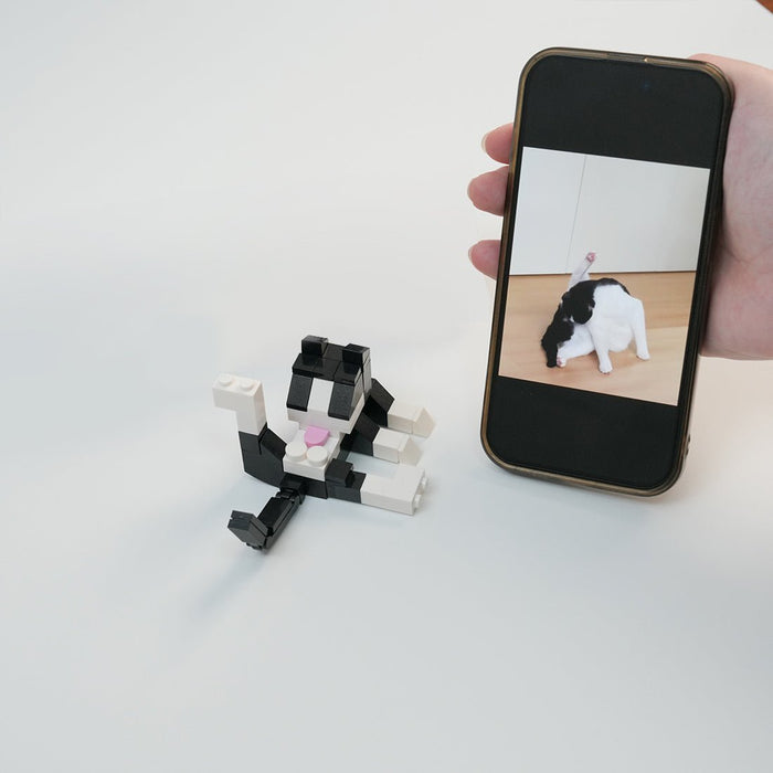 Black & White Grooming Kitten Building Blocks - LesDiy -