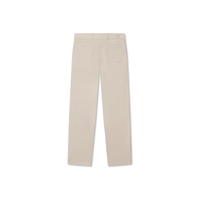 A pair of khaki-colored youth performance pants.