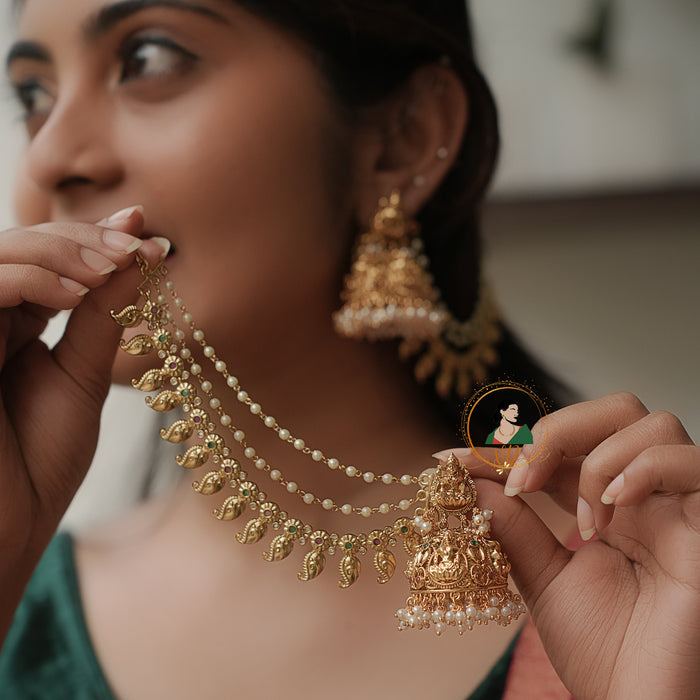 Bridal Lakshmi Jhumkas with Earchains