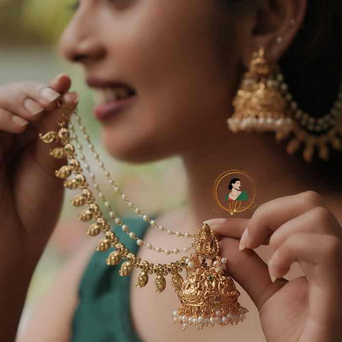 Bridal Lakshmi Jhumkas with Earchains