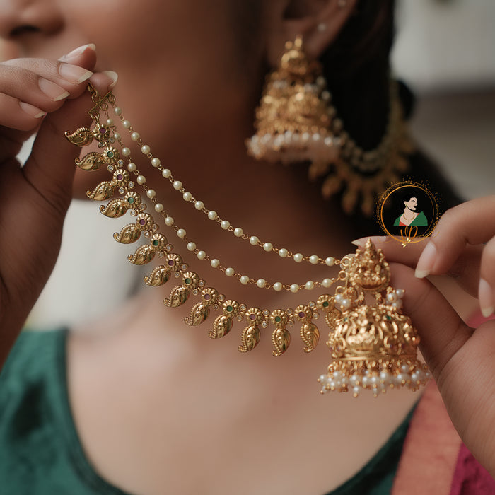 Bridal Lakshmi Jhumkas with Earchains
