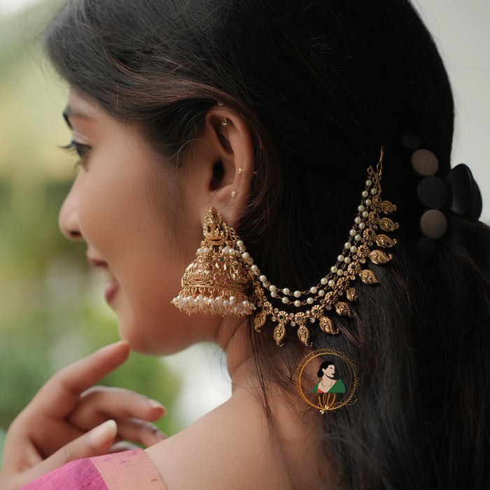 Bridal Lakshmi Jhumkas with Earchains