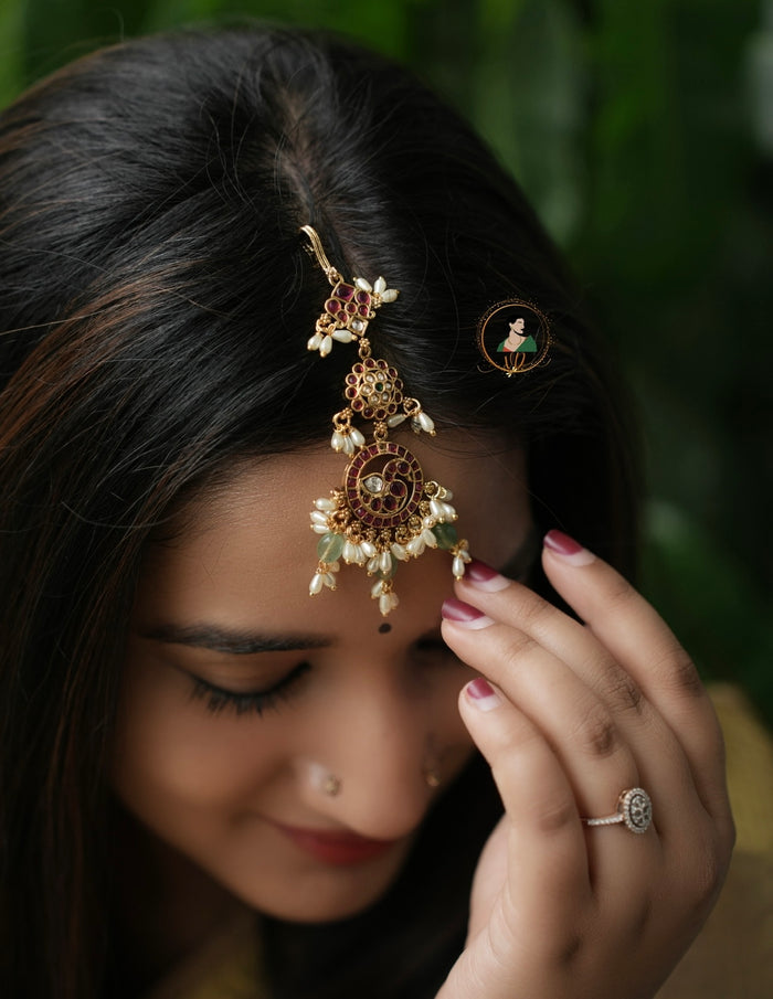 Bridal Rice Pearls Kemp Maang Tikka