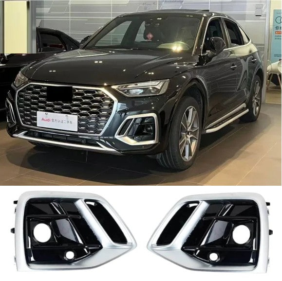 Car Craft Compatible With Audi Q5 Sq5 2021 Fog Lamp Light Grill Cover Frame Chrome With Hole CC-3330