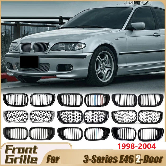 Car Craft Compatible With Bmw 3 Series E46 1998-2004 Upgrade Front Bumper Show Grill Tri Colour 2 Door - CAR CRAFT INDIA
