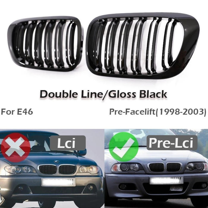 Car Craft Compatible With Bmw 3 Series E46 1998-2004 Upgrade Front Bumper Show Grill Tri Colour 2 Door - CAR CRAFT INDIA