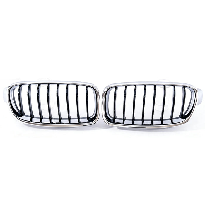 Car Craft Compatible With Bmw 3 Series F30 2012-2018 Front Bumper Grill Single Line Glossy Black Chrome CC-11184