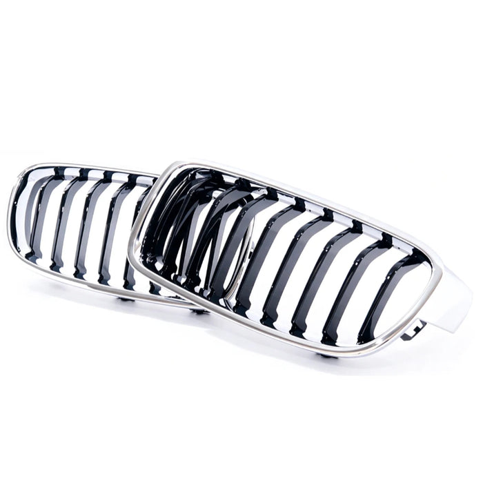 Car Craft Compatible With Bmw 3 Series F30 2012-2018 Front Bumper Grill Single Line Glossy Black Chrome CC-11184