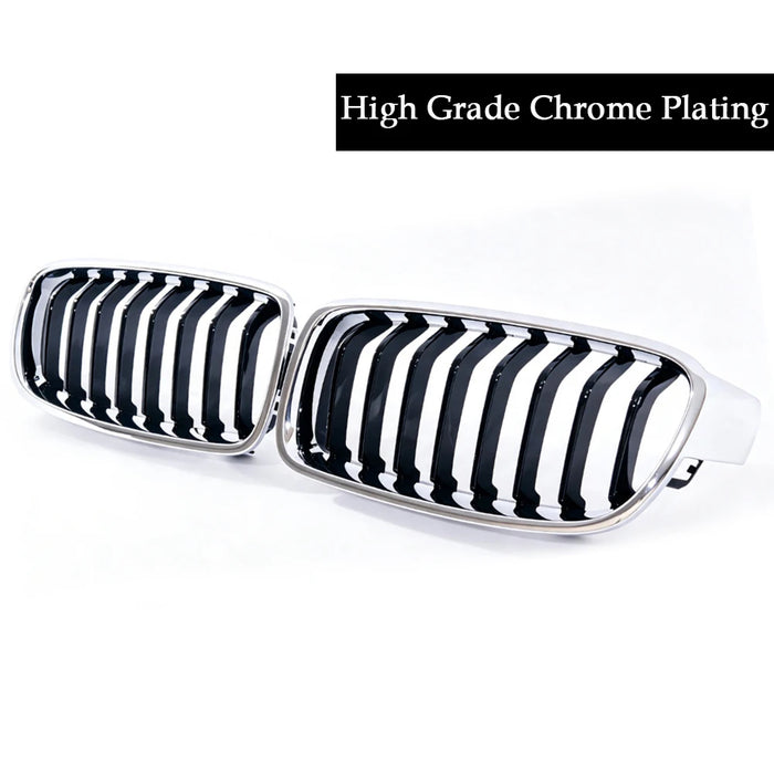 Car Craft Compatible With Bmw 3 Series F30 2012-2018 Front Bumper Grill Single Line Glossy Black Chrome CC-11184
