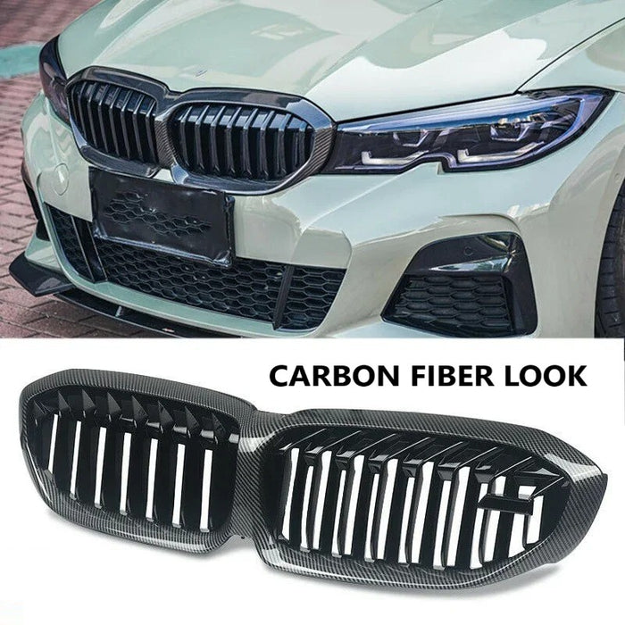 Car Craft Compatible With Bmw 3 Series G20 2019-2022 Upgrade Front Bumper Show Grill Carbon Fiber Look - CAR CRAFT INDIA