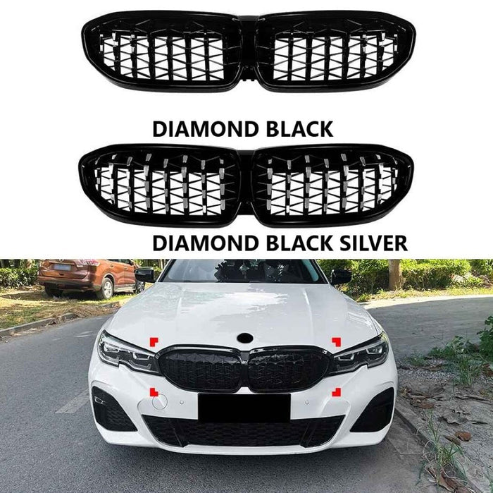 Car Craft Compatible With Bmw 3 Series G20 G21 Pre-facelift 2019-2022 Front Bumper Show Gril Diamond Black ZST-1257 DB CC-11093