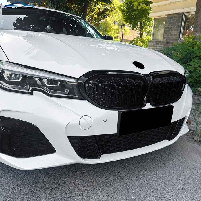 Car Craft Compatible With Bmw 3 Series G20 G21 Pre-facelift 2019-2022 Front Bumper Show Gril Diamond Black ZST-1257 DB CC-11093