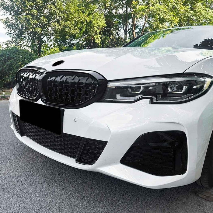 Car Craft Compatible With Bmw 3 Series G20 G21 Pre-facelift 2019-2022 Front Bumper Show Gril Diamond Black ZST-1257 DB CC-11093