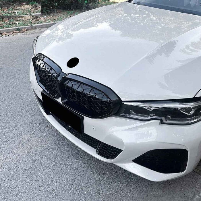 Car Craft Compatible With Bmw 3 Series G20 G21 Pre-facelift 2019-2022 Front Bumper Show Gril Diamond Black ZST-1257 DB CC-11093