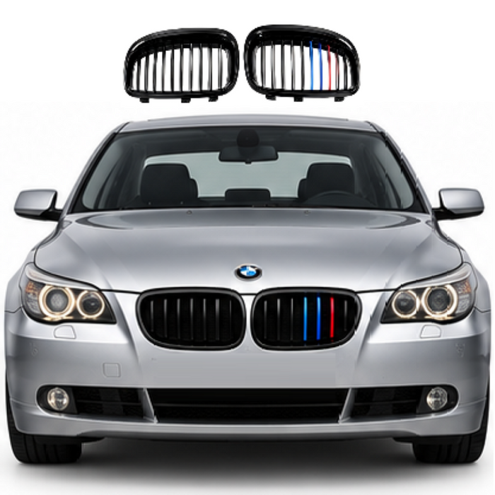 Car Craft Compatible With Bmw 5 Series E60 2004-2009 Front Bumper Show Grill Tri Color Single CC-3088