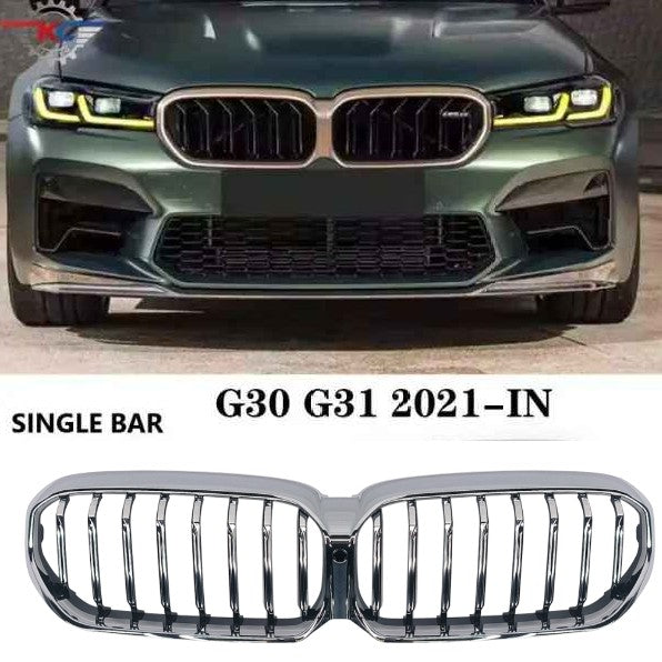 Car Craft Compatible With Bmw 5 Series G30 Lci 2021+ Front Bumper Show Grill Chrome Single Line G30/38-006 CC-3051