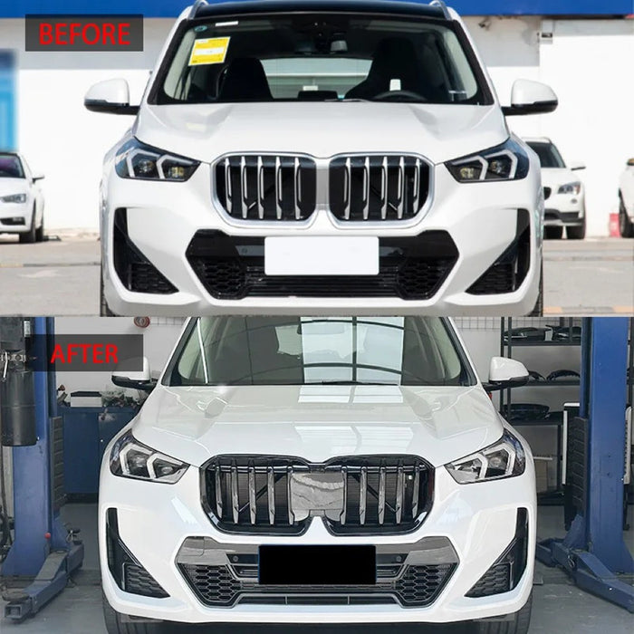 Car Craft Compatible With Bmw X1 U11 2023+ Front Bumper Show Grill Glossy Black CC-9077 - CAR CRAFT INDIA