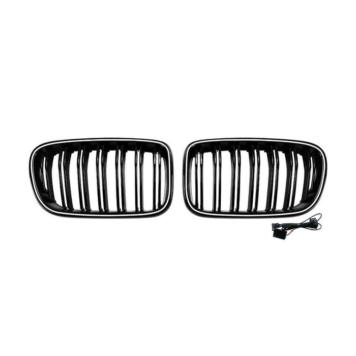 Car Craft Compatible With Bmw X3 F25 2011-2013 Front Bumper Show Gril Glossy Black Dual Line With Led Light ZST-1478 DUAL LED CC-11073