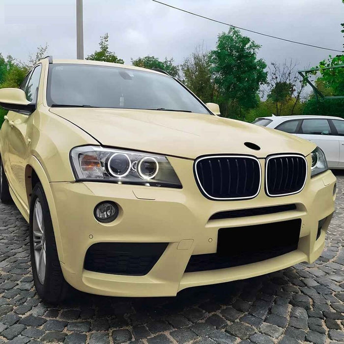 Car Craft Compatible With Bmw X3 F25 2011-2013 Front Bumper Show Gril Glossy Black Single Line With Led Light ZST-1478 SINGLE LED CC-11072