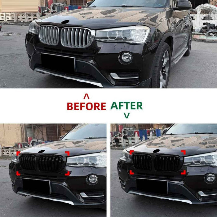 Car Craft Compatible With Bmw X3 F25 Lci 2014-2017 Front Bumper Show Gril Glossy Black Dual Line ZST-1479 DOUBLE LINE CC-11075