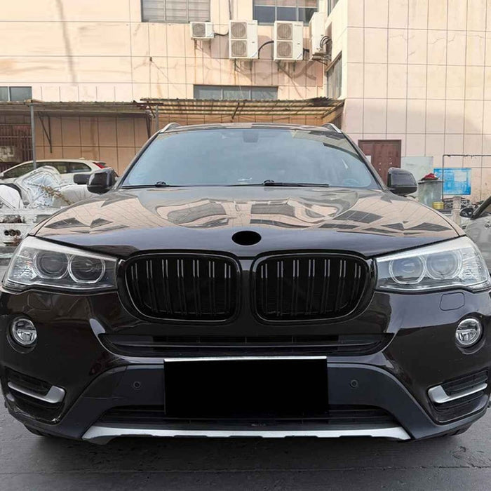 Car Craft Compatible With Bmw X3 F25 Lci 2014-2017 Front Bumper Show Gril Glossy Black Dual Line ZST-1479 DOUBLE LINE CC-11075