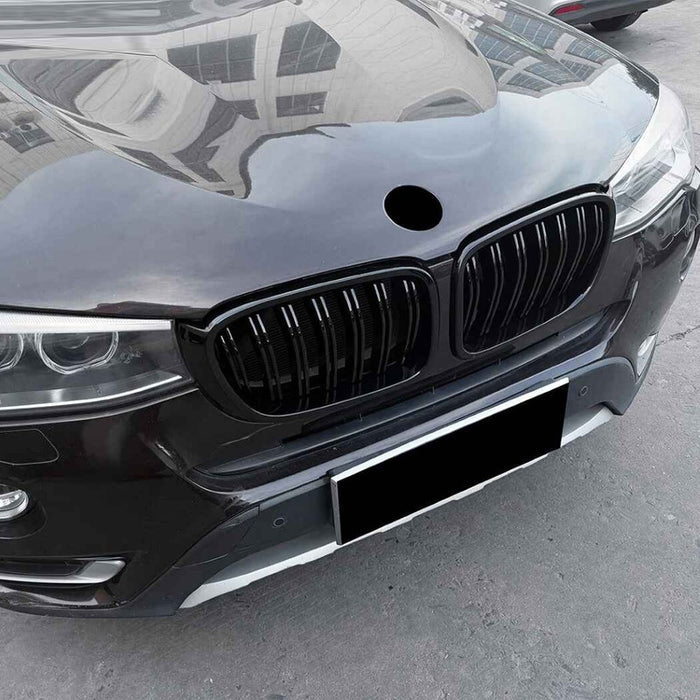 Car Craft Compatible With Bmw X3 F25 Lci 2014-2017 Front Bumper Show Gril Glossy Black Dual Line ZST-1479 DOUBLE LINE CC-11075