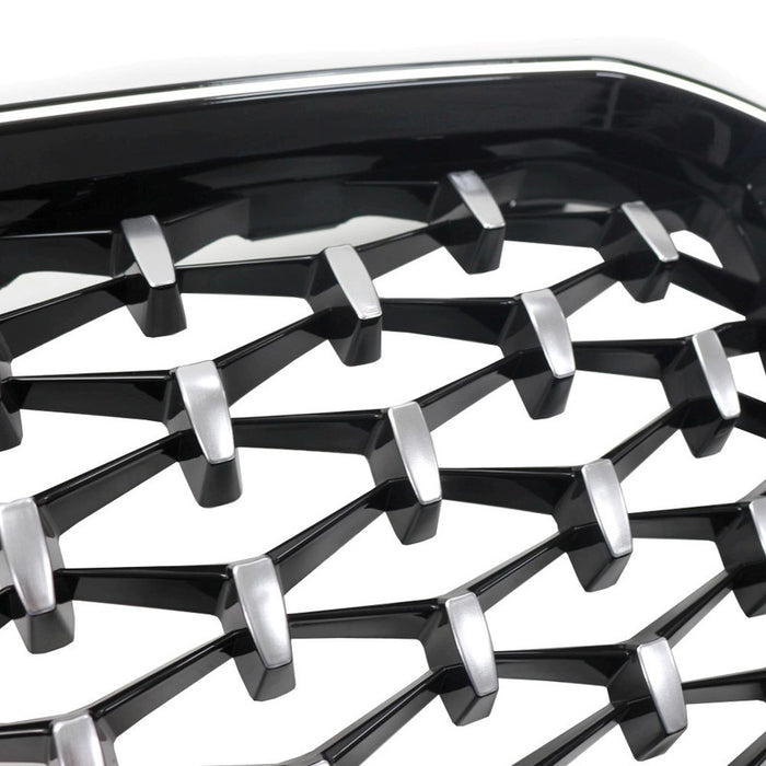 Car Craft Compatible With Bmw X3 G01 G08 Lci 2022+ Front Bumper Diamond Black Silver Show Led Grill - CAR CRAFT INDIA