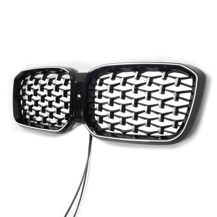 Car Craft Compatible With Bmw X3 G01 G08 Lci 2022+ Front Bumper Diamond Black Silver Show Led Grill - CAR CRAFT INDIA